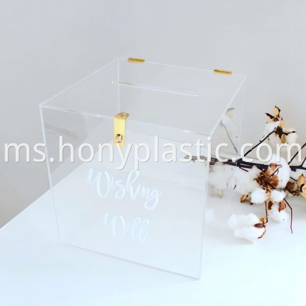 Custom Frosted Clear Acrylic Engagement Wishing Well Box for Wedding Event(1)